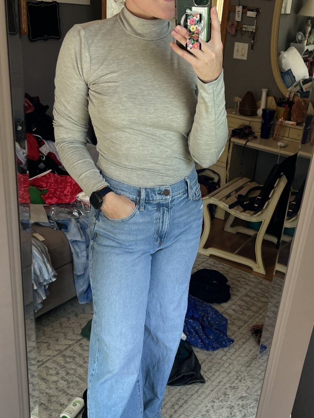 Lulus Begin With The Basics Grey Mock Neck Long Sleeve Crop Top - Size M